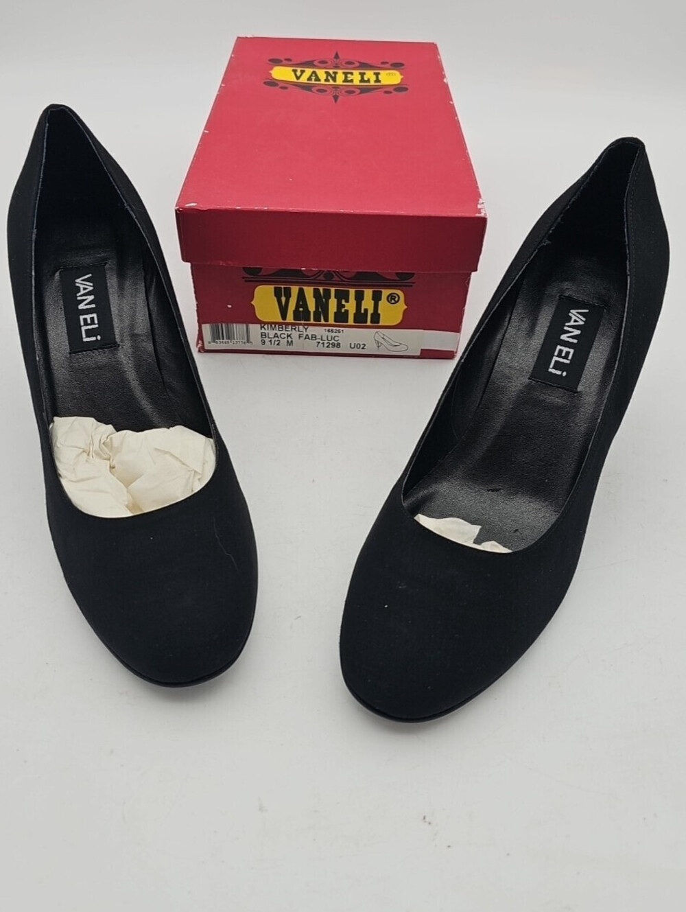 New VANELi Kimberly Black Fabric Dress Pumps Heels Size 9.5 M With Box